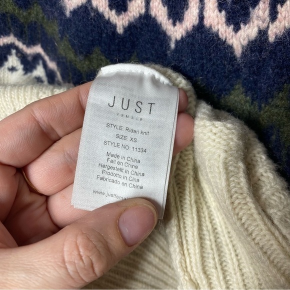 JUST Female Ridari Knit Fair Isle Mock Neck Wool Jumper Sweater Pullover - Picture 7 of 8